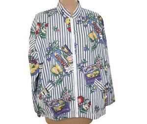 John Henry Reversible Jacket Womens XL Full Zip Garden Print Cottagecore Vintage